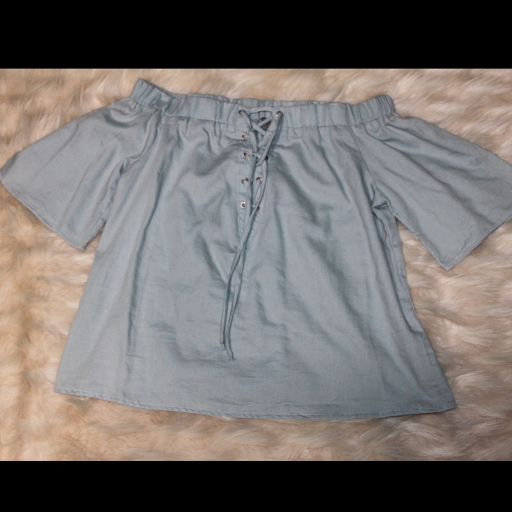 Off the shoulder lace up top